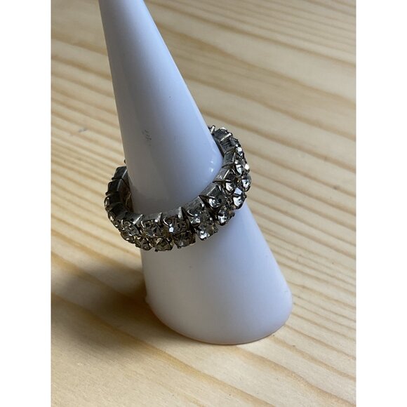 Silver Tone Rhinestone Stretch Ring - Picture 2 of 4